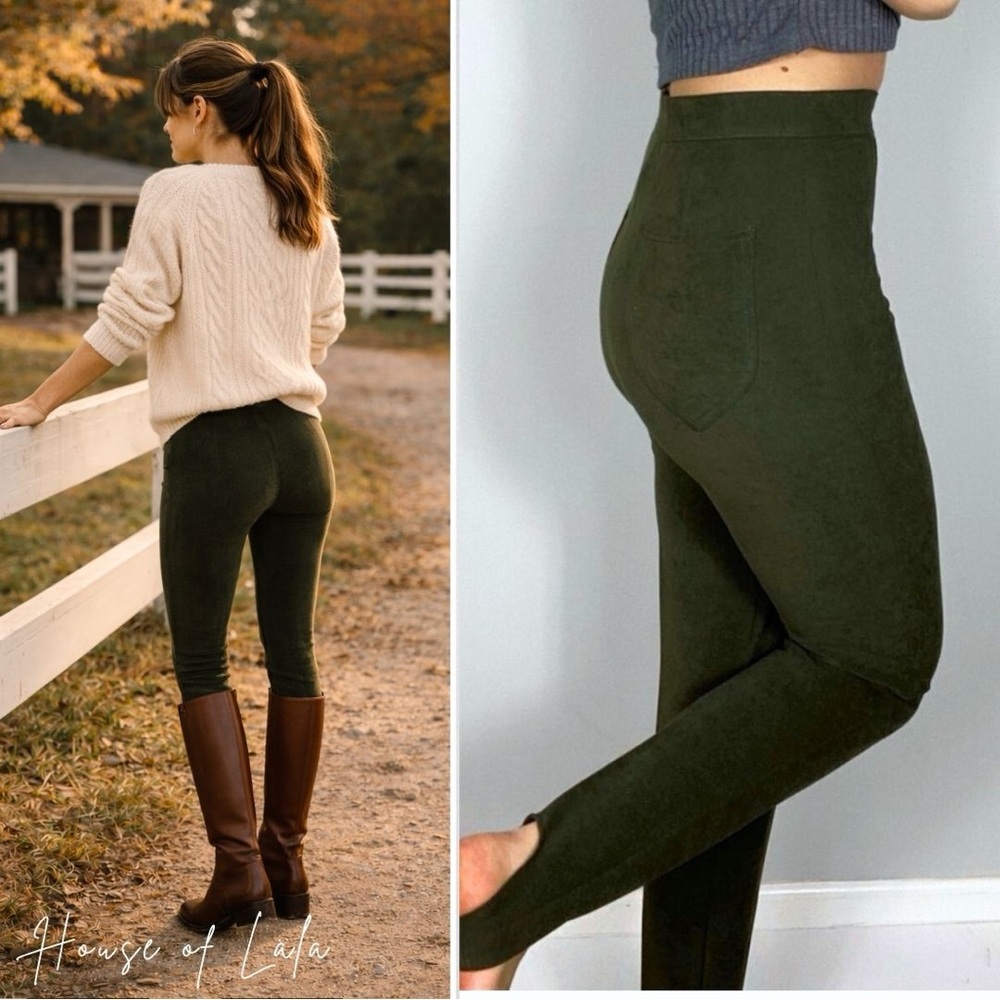 VINTAGE 90s stirrup slacks Forrest green high waisted pants leggings
